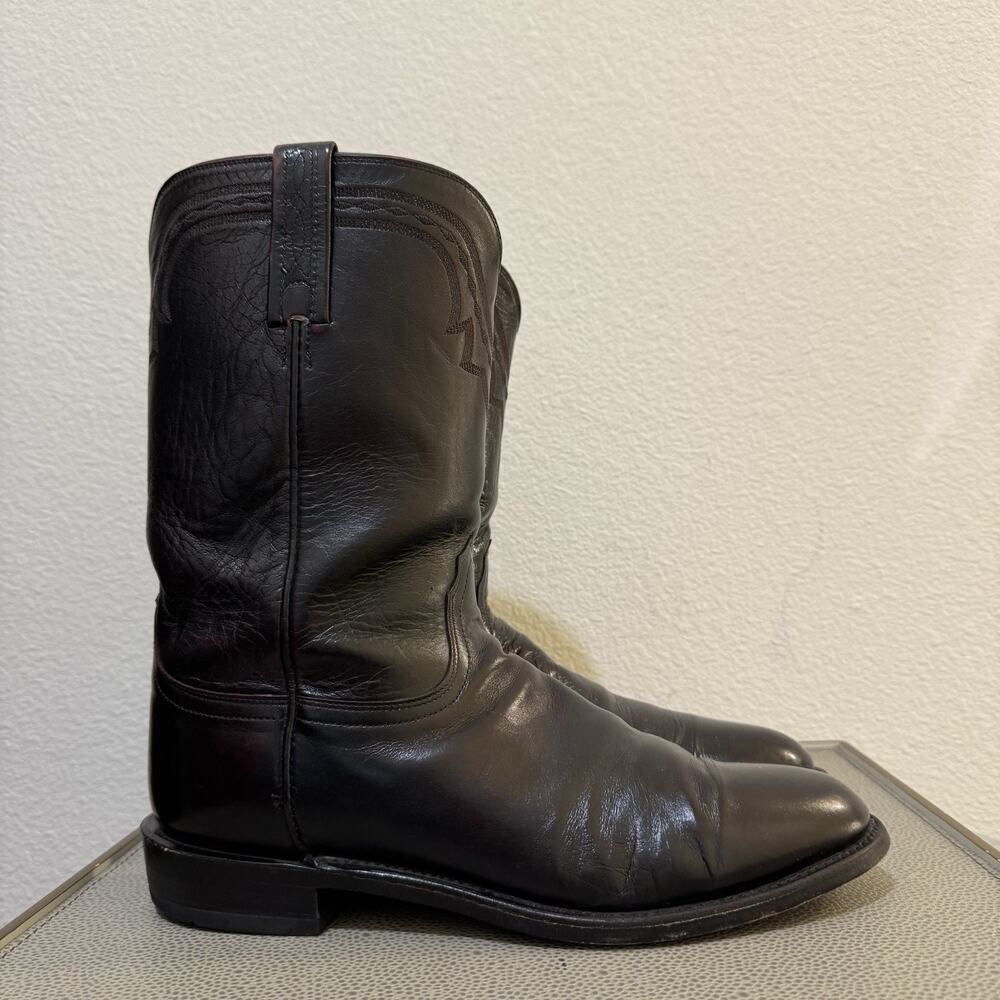 Lucchese 2000 Vintage Black Cherry Leather Western Cowboy Boots Mens Size 10 D